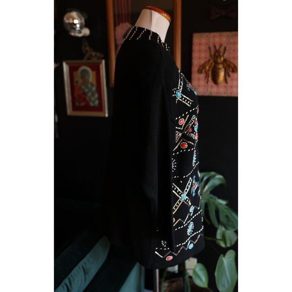 Vintage Studio C Collection Women's Southwestern Jeweled Mock Neck Sweater M - Picture 16 of 16